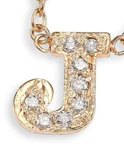 Shop Zoë Chicco Pavé Diamond & 14k Yellow Gold Initial Pendant Necklace In J