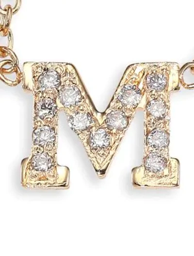 Shop Zoë Chicco Pavé Diamond & 14k Yellow Gold Initial Pendant Necklace In M