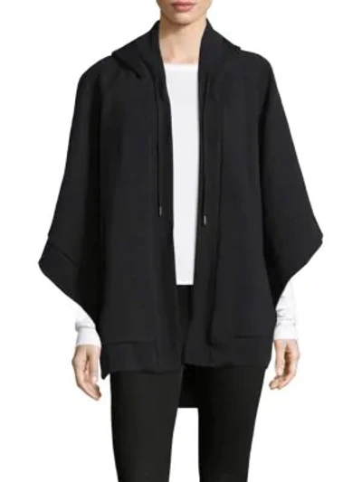 Shop Burberry Embroidered Logo Cape Hoodie In Black