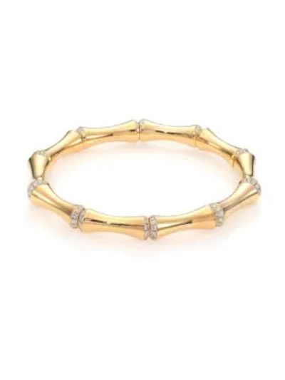 Shop Gucci Bamboo Medium Diamond & 18k Yellow Gold Bracelet