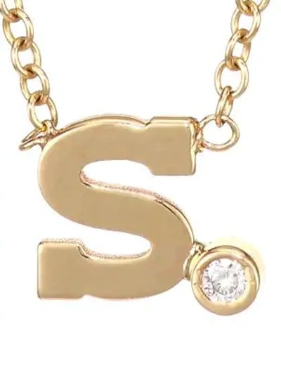 Shop Zoë Chicco Diamond & 14k Yellow Gold Initial Pendant Necklace In S