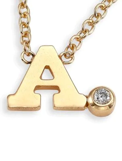 Shop Zoë Chicco Diamond & 14k Yellow Gold Initial Pendant Necklace In A