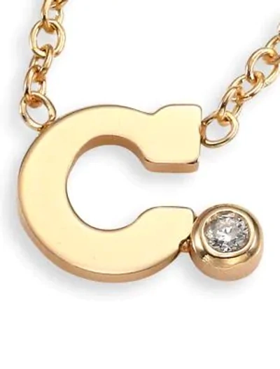 Shop Zoë Chicco Diamond & 14k Yellow Gold Initial Pendant Necklace In C