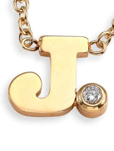 Shop Zoë Chicco Diamond & 14k Yellow Gold Initial Pendant Necklace In J