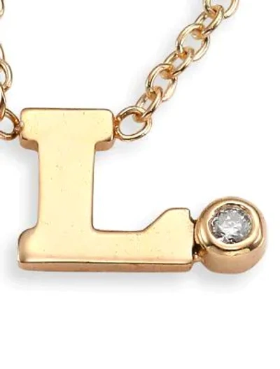 Shop Zoë Chicco Diamond & 14k Yellow Gold Initial Pendant Necklace In L