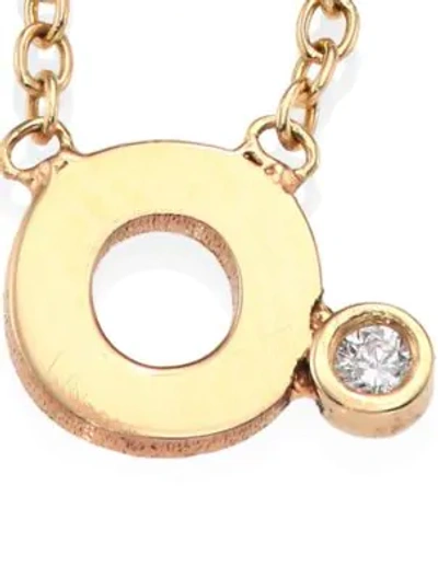 Shop Zoë Chicco Diamond & 14k Yellow Gold Initial Pendant Necklace In O