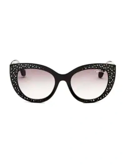 Shop Roberto Cavalli 54mm Crystal-embellished Cat Eye Sunglasses In Black