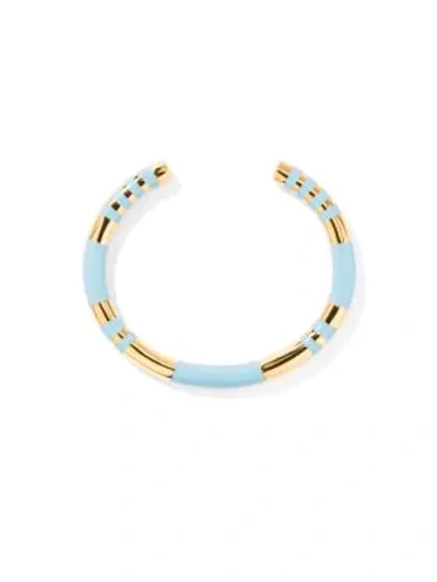 Shop Aurelie Bidermann Positano Striped Cuff In Sky Blue