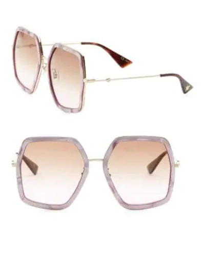 Shop Gucci 56mm Geometric Sunglasses In Pink