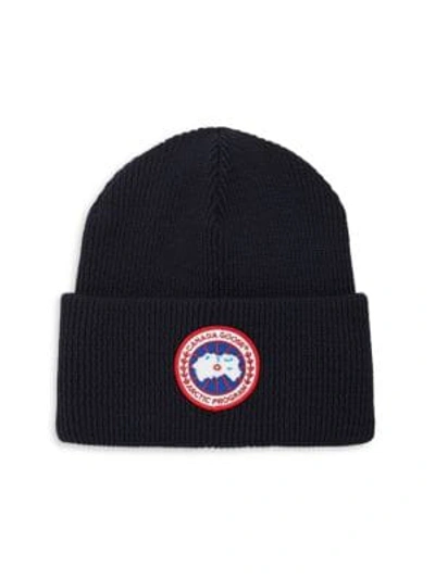 Shop Canada Goose Wool Arctic Disc Ribbed Tuque In Navy