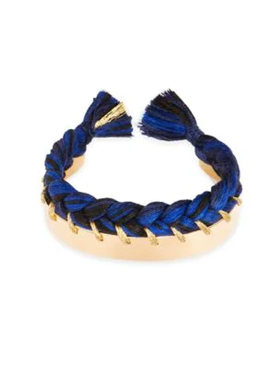 Shop Aurelie Bidermann Copacabana Braided Cuff Bracelet In Navy