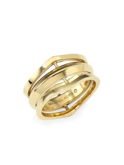 Shop Michael Kors Triple Open Ring In Gold