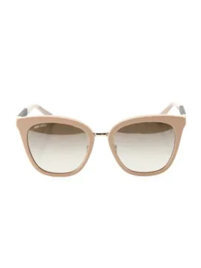 Shop Jimmy Choo Fabry 53mm Mirrored Glitter-trim Square Sunglasses In Nude Brown