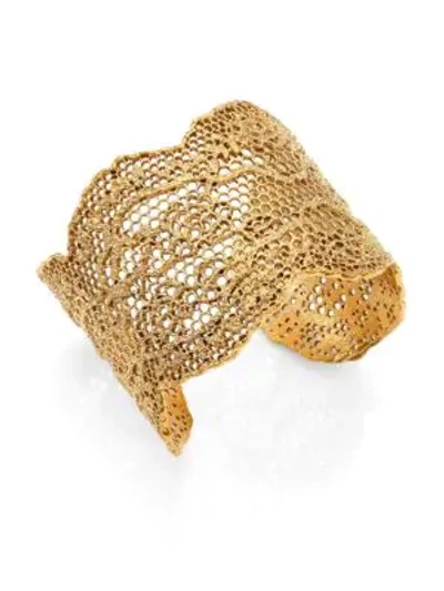 Shop Aurelie Bidermann Vintage Lace Cuff Bracelet In Gold