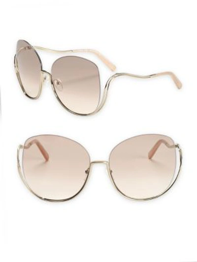 Shop Chloé Milla 64mm Oversized Butterfly Sunglasses In Gold Peach