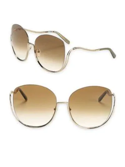 Shop Chloé Milla 64mm Oversized Butterfly Sunglasses In Gold Khaki