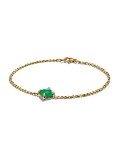 Shop David Yurman Châtelaine Bracelet With Gemstone And Diamonds In 18k Gold In Chrysoprase