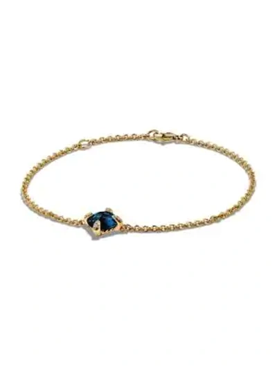 Shop David Yurman Châtelaine® Bracelet With Gemstone And Diamonds In 18k Gold In Hampton Blue Topaz