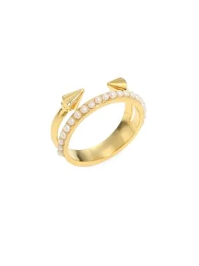 Shop Vita Fede Ultra Mini Titan Pearl Ring In Gold