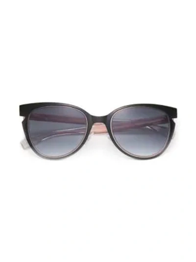 Shop Fendi 52mm Notched Cat Eye Metal Sunglasses In Black Crystal