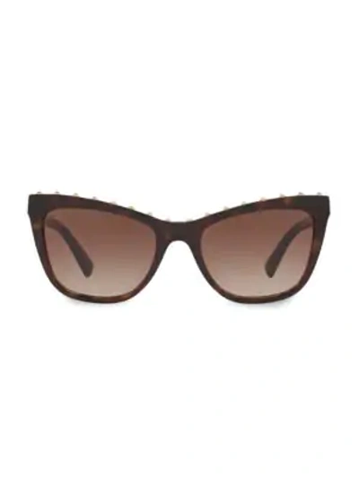 Shop Valentino 54mm Rockstud Cat Eye Sunglasses In Havana