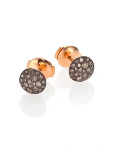 Shop Pomellato Sabbia Brown Diamond & 18k Rose Gold Stud Earrings
