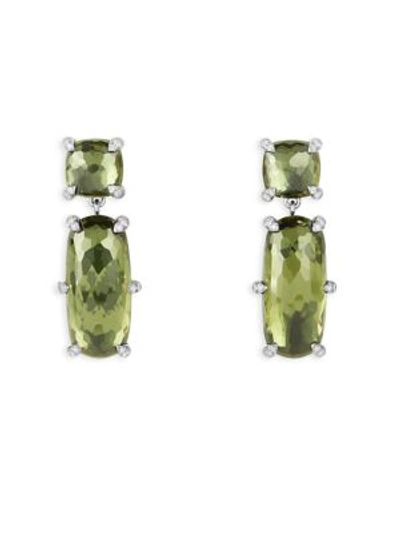 Shop David Yurman Châtelaine Double Drop Earrings With Gemstones And Diamonds In Green Orchid