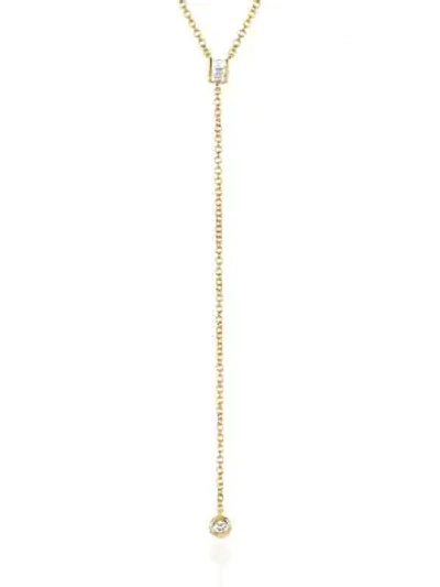 Shop Ef Collection Diamond Lariat Necklace In Yellow Gold