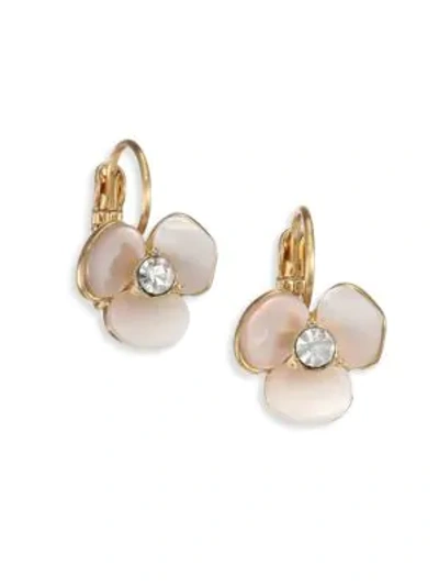 Shop Kate Spade Women's Disco Pansy Mother-of-pearl Leverback Earrings In Cream