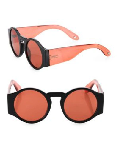 Shop Givenchy 51mm Runway Round Sunglasses In Black Red