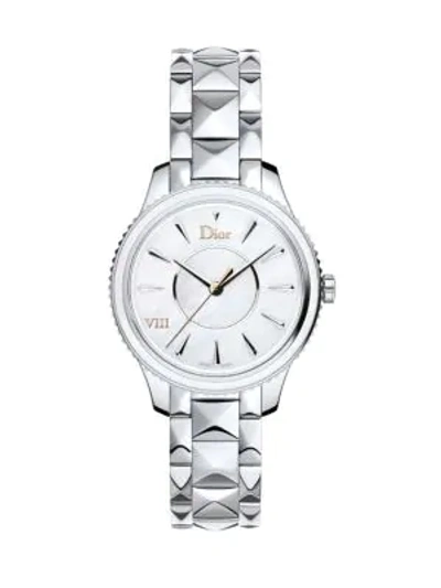 Shop Dior Viii Montaigne Mother-of-pearl & Stainless Steel Bracelet Watch In Silver