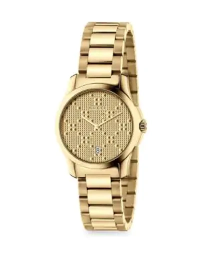 Shop Gucci G-timeless New Diamante Small Stainless Steel Bracelet Watch In Gold