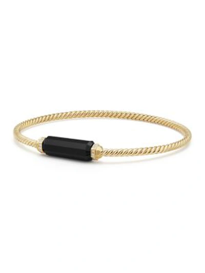 Shop David Yurman Women's Barrels 18k Yellow Gold Gemstone Bracelet In Black Onyx