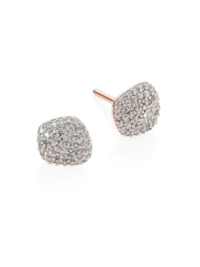 Shop Monica Vinader Women's Nura Diamond Nugget Stud Earrings In Pink