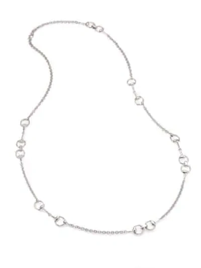 Shop Gucci Horsebit Diamond & 18k White Gold Station Necklace
