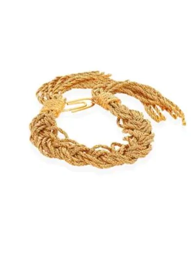 Shop Aurelie Bidermann Miki Dora Braided Rope Bracelet In Gold