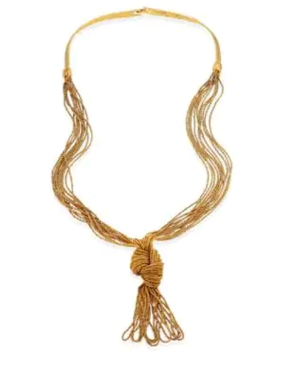 Shop Aurelie Bidermann Miki Knotted Long Necklace In Gold
