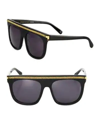 Shop Stella Mccartney Chain-trim 55mm Square Sunglasses In Black