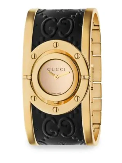 Shop Gucci Twirl Ssima Bangle Watch In Yellow Gold