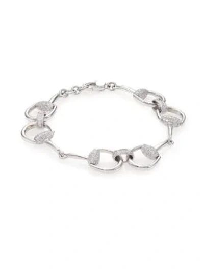 Shop Gucci Horsebit Diamond & 18k White Gold Bracelet