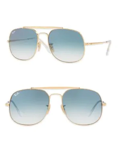 Shop Ray Ban 57mm General Square Sunglasses In Gold Blue