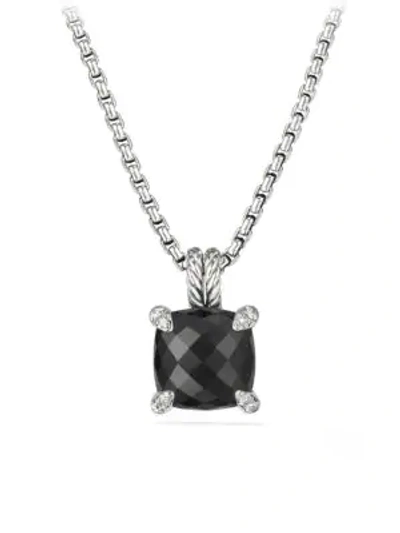Shop David Yurman Chatelaine® Pendant Necklace With Gemstone And Diamonds In Black Onyx