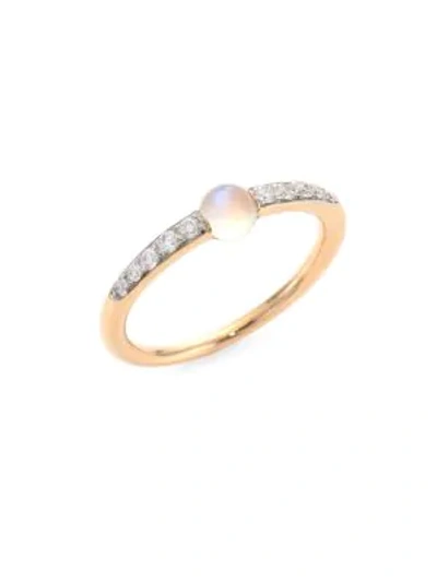 Shop Pomellato Women's M'ama Non M'ama Diamond, Moonstone & 18k Rose Gold Ring