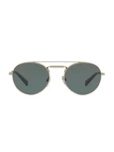 Shop Valentino Glamtech 51mm Round Aviator Sunglasses In Gold Green