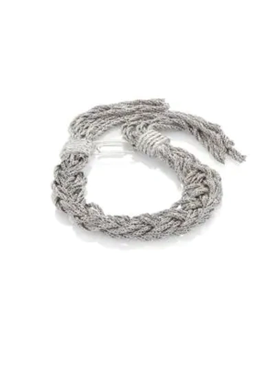 Shop Aurelie Bidermann Miki Dora Braided Rope Bracelet In Silver