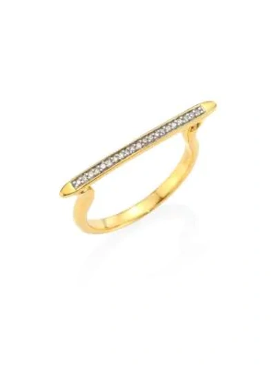 Shop Monica Vinader Skinny Diamond Stacking Ring/goldtone