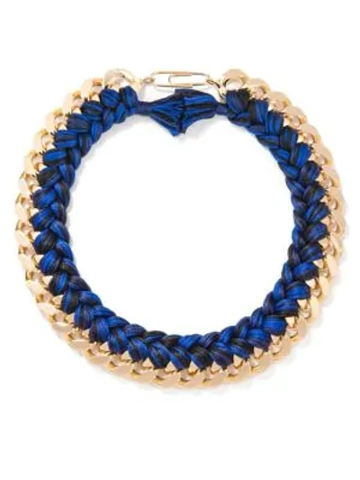 Shop Aurelie Bidermann Do Brasil Braided Necklace In Navy