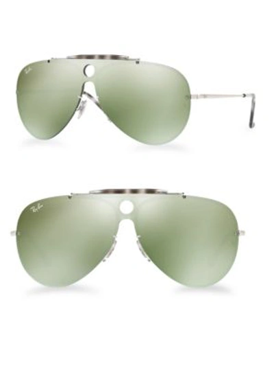 Shop Ray Ban Blaze Shooter Mirrored Aviator Sunglasses In Green