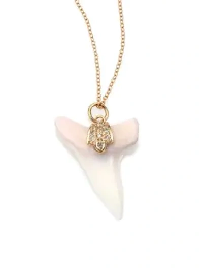 Shop Jacquie Aiche Shark Tooth, Diamond & 14k Yellow Gold Capped Pendant Necklace