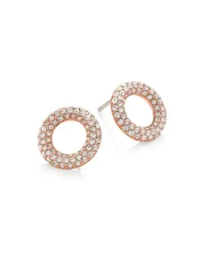 Shop Michael Kors Brilliance Pavé Crystal Stud Earrings/rose Goldtone